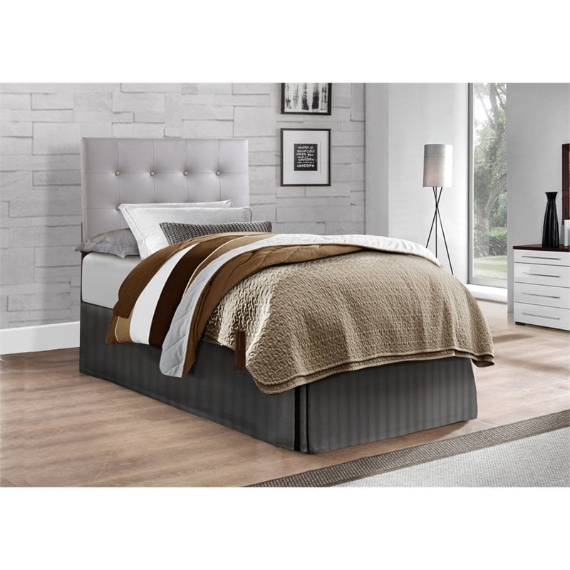 Maklaine Faux Leather Upholstered Twin Headboard in Light Gray