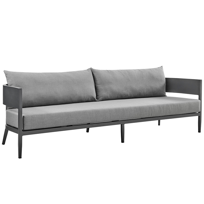 Maklaine 4-Piece Outdoor Fabric Outdoor Conversation Set in Gray