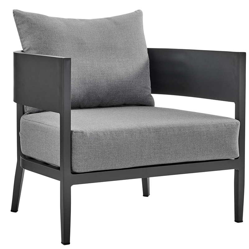 Maklaine 4-Piece Outdoor Fabric Outdoor Conversation Set in Gray