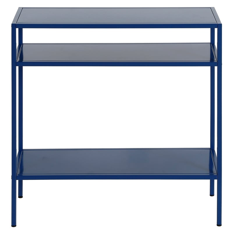 Maklaine Modern / Contemporary Metal Side Table in Blue Finish