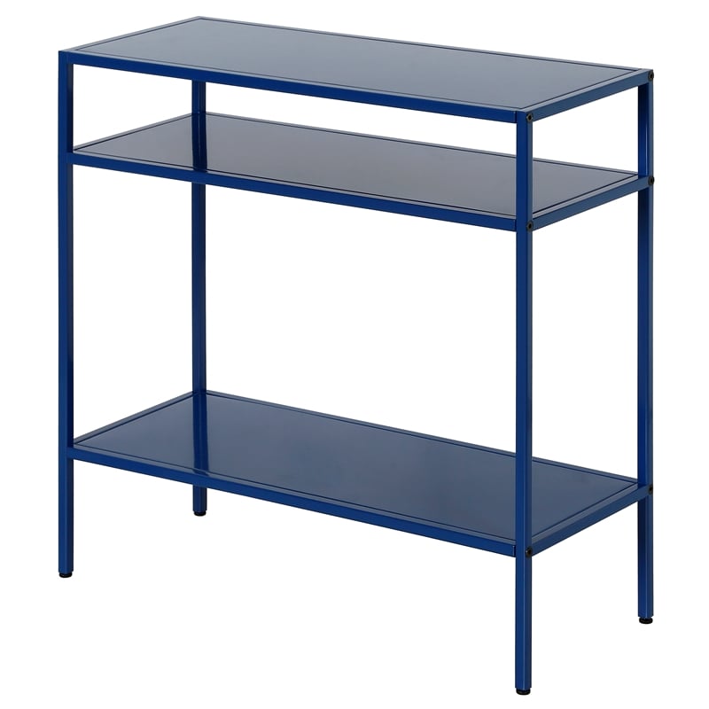 Maklaine Modern / Contemporary Metal Side Table in Blue Finish