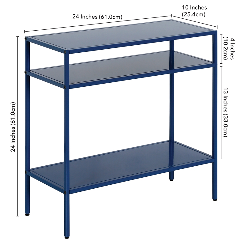 Maklaine Modern / Contemporary Metal Side Table in Blue Finish