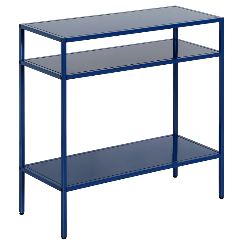 Maklaine Modern / Contemporary Metal Side Table in Blue Finish