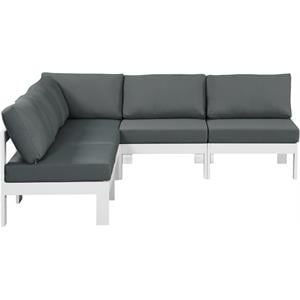Maklaine Contemporary Grey Outdoor Patio Fabric Modular Sectional