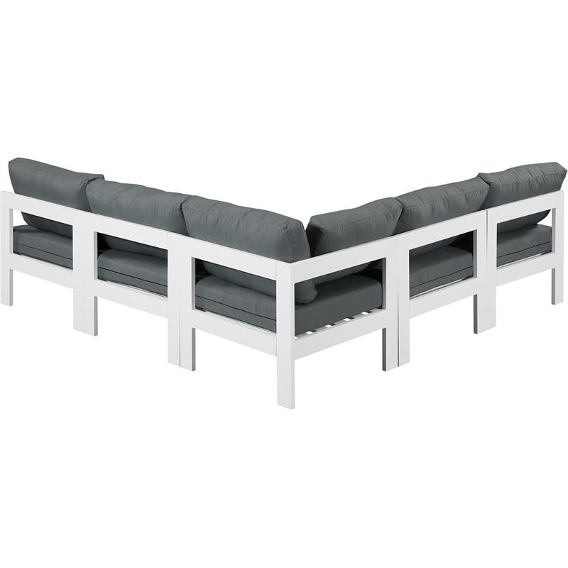 Maklaine Contemporary Grey Outdoor Patio Fabric Modular Sectional