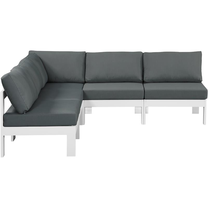 Maklaine Contemporary Grey Outdoor Patio Fabric Modular Sectional