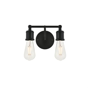 Maklaine 2-Light Mid-Century Metal Wall Sconce in Black Finish