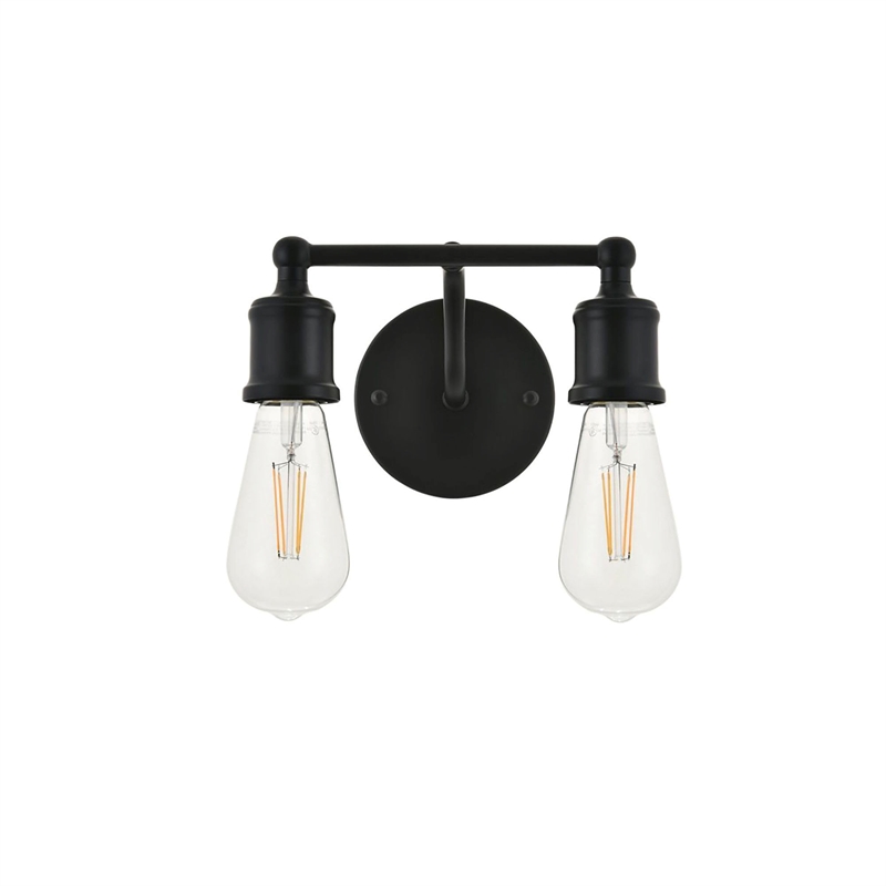 Maklaine 2-Light Mid-Century Metal Wall Sconce in Black Finish