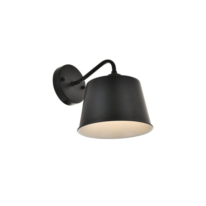 Maklaine 1-Light Mid-Century Metal Wall Sconce in Black Finish