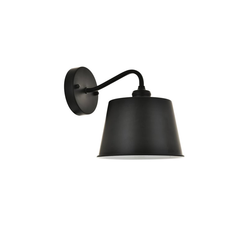 Maklaine 1-Light Mid-Century Metal Wall Sconce in Black Finish