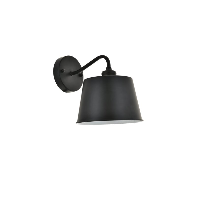 Maklaine 1-Light Mid-Century Metal Wall Sconce in Black Finish