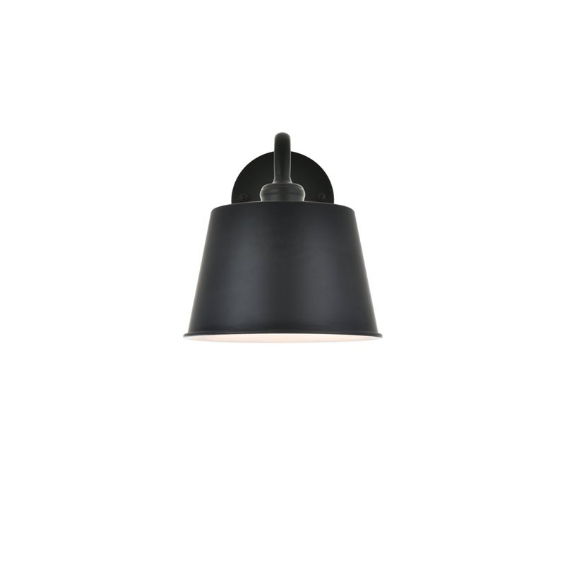 Maklaine 1-Light Mid-Century Metal Wall Sconce in Black Finish