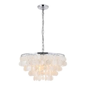 Maklaine 4-Light Mid-Century Metal Pendant in Chrome and White