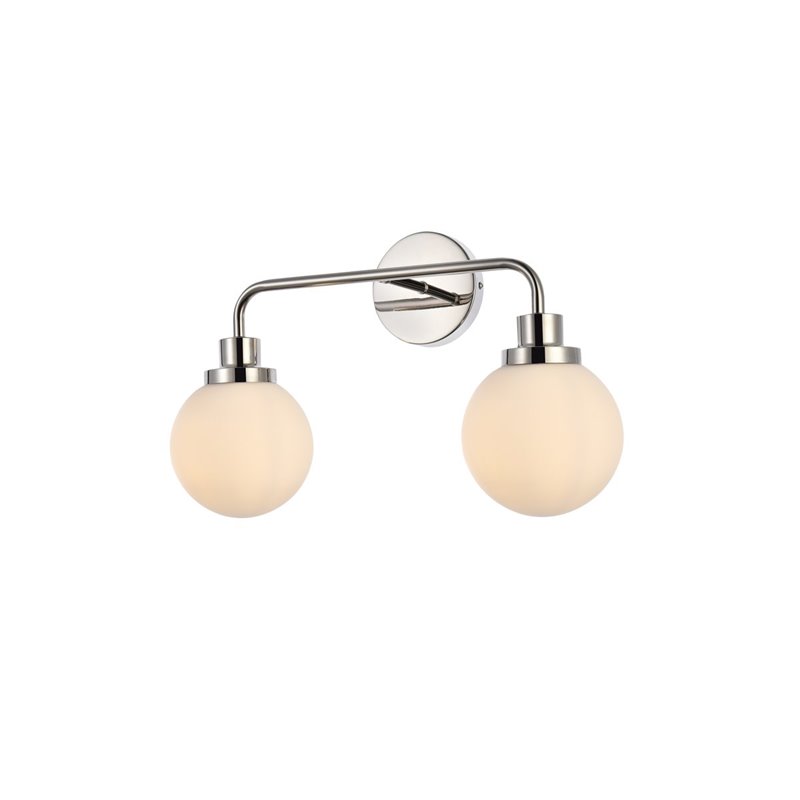 Maklaine 2-Light Metal Bath Sconce in Polished Nickel and Frosted
