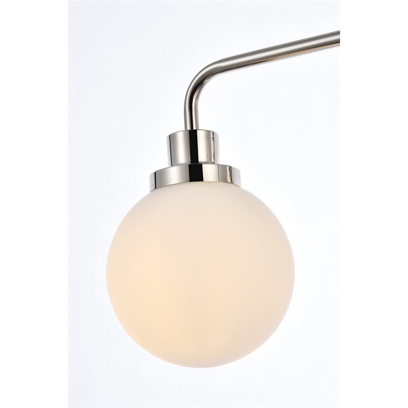 Maklaine 2-Light Metal Bath Sconce in Polished Nickel and Frosted