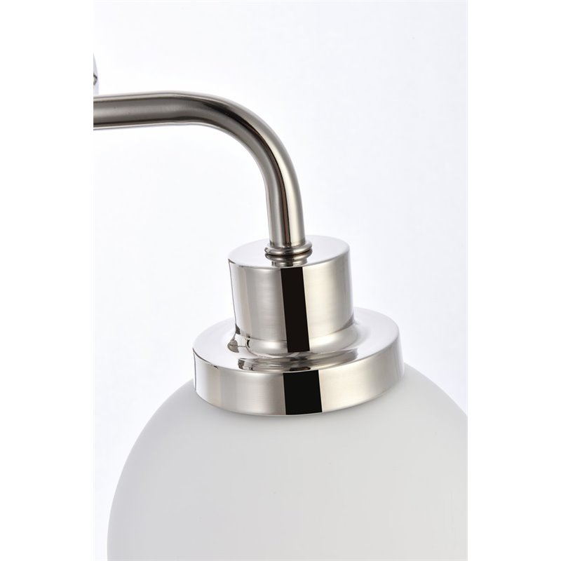 Maklaine 2-Light Metal Bath Sconce in Polished Nickel and Frosted