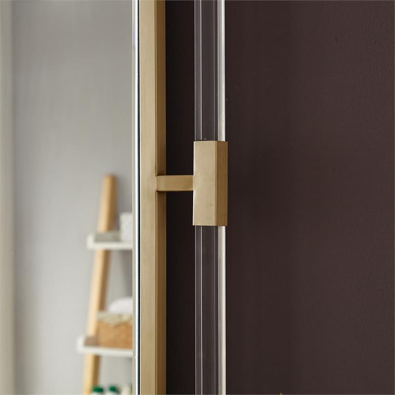 Maklaine Contemporary Glass Acrylic/Brushed Gold Rectangle Mirror