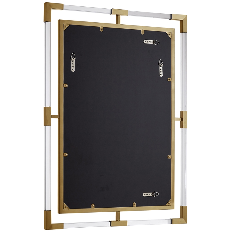Maklaine Contemporary Glass Acrylic/Brushed Gold Rectangle Mirror