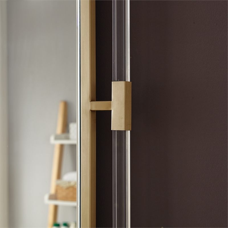 Maklaine Contemporary Glass Acrylic/Brushed Gold Rectangle Mirror