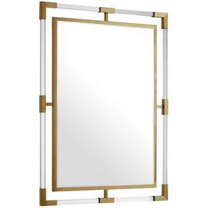 Maklaine Contemporary Glass Acrylic/Brushed Gold Rectangle Mirror