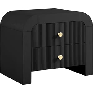 Maklaine Wood Veneer Black Nightstand Rectangular Contemporary 26&quot Unassembled