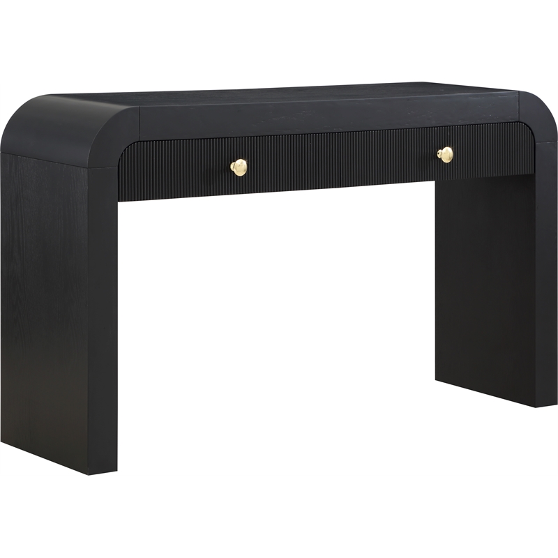 Maklaine Modern / Contemporary Rich Black Wood Veneer Console Table