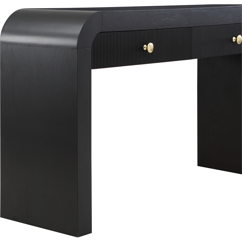 Maklaine Modern / Contemporary Rich Black Wood Veneer Console Table