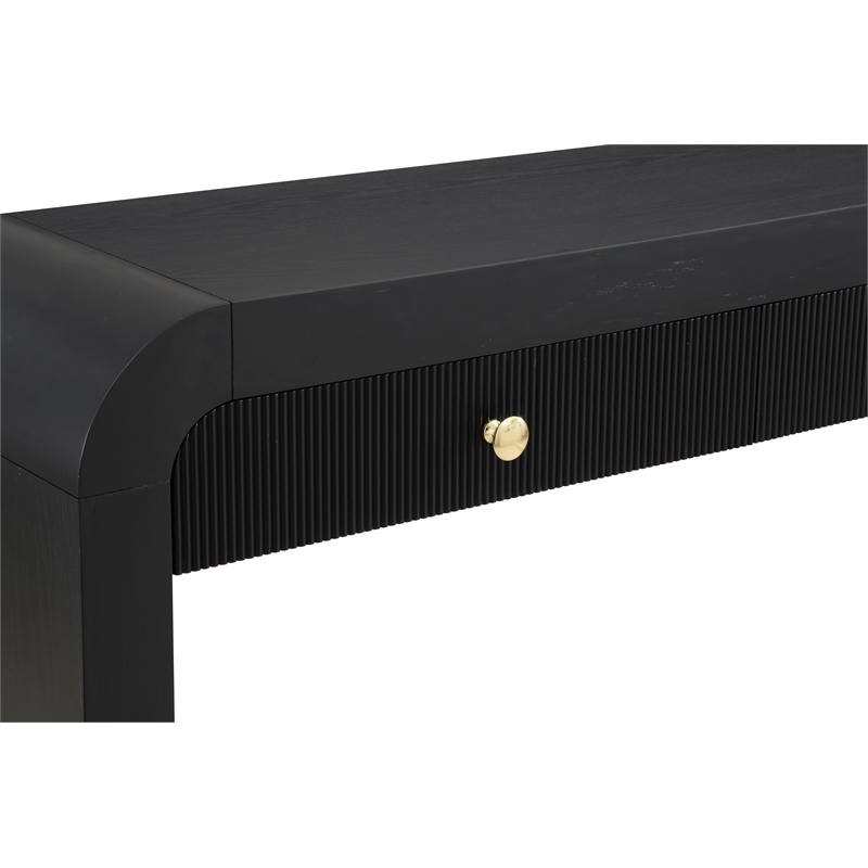 Maklaine Modern / Contemporary Rich Black Wood Veneer Console Table