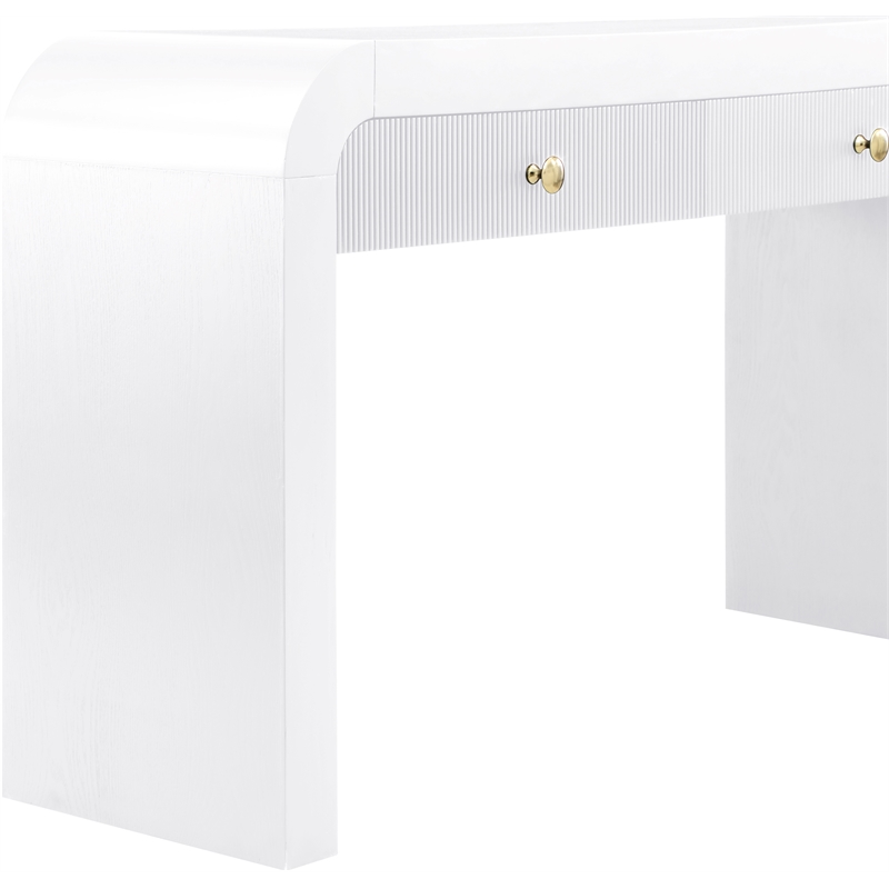 Maklaine Modern / Contemporary Rich White Wood Veneer Console Table