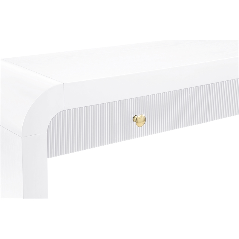 Maklaine Modern / Contemporary Rich White Wood Veneer Console Table
