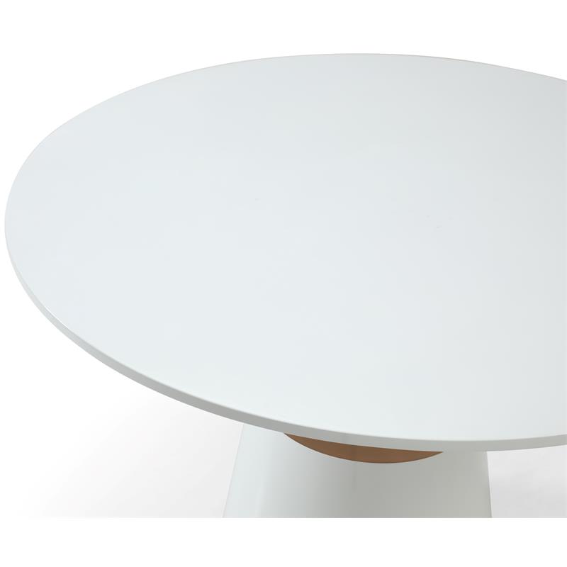 Maklaine Modern / Contemporary Round White Lacquer Dining Table