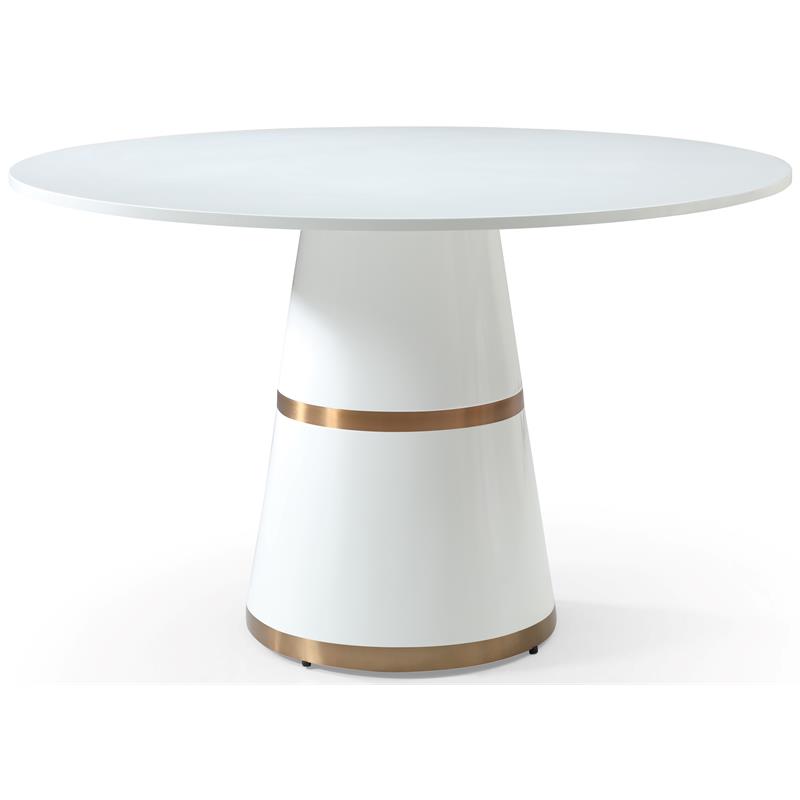 Maklaine Modern / Contemporary Round White Lacquer Dining Table