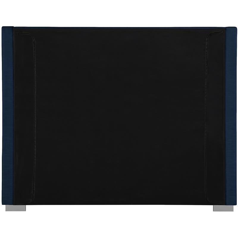 Maklaine Mid-Century Navy Finish Linen Textured Fabric Queen Bed