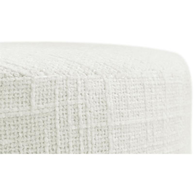 Maklaine Mid-Century Modern Cream Finish Boucle Fabric Stool