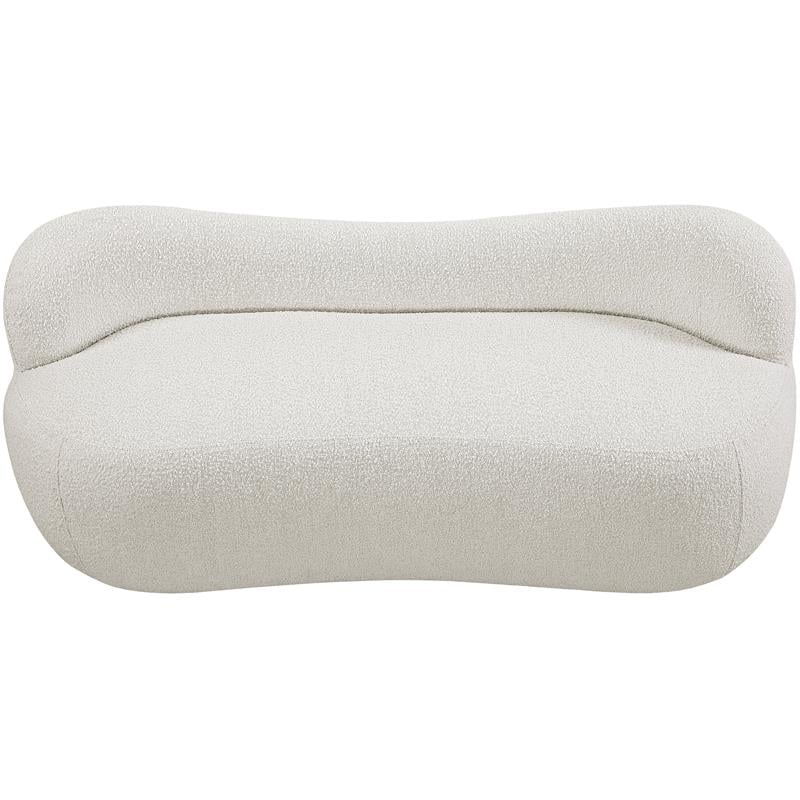 Maklaine Modern / Contemporary Rich Cream Boucle Fabric Bench