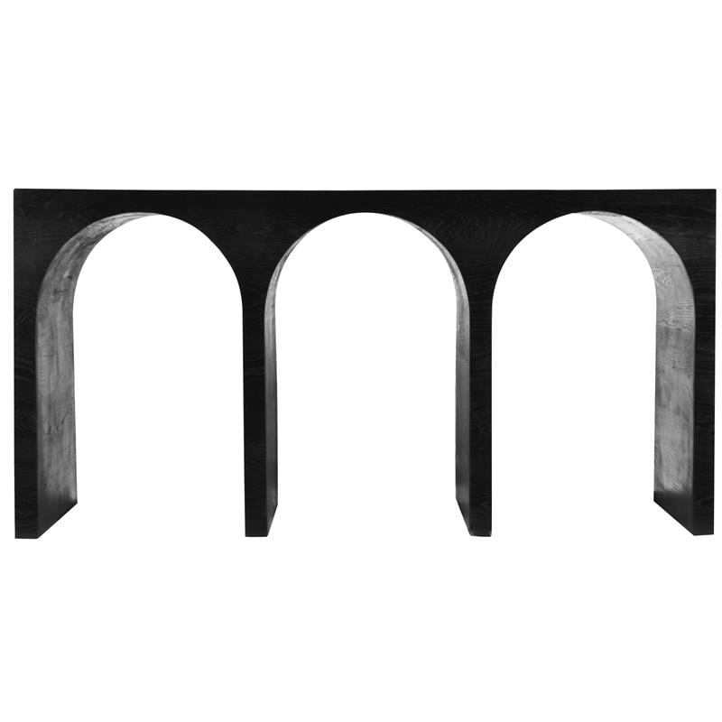 Maklaine Mid-Century Modern Solid Black Oak Finish Console Table