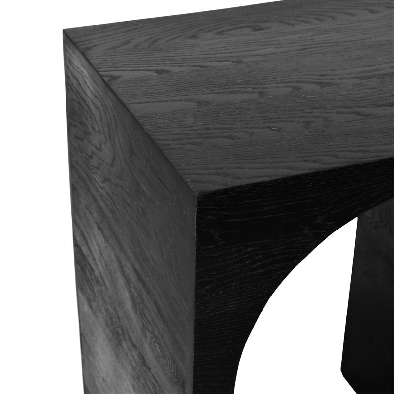 Maklaine Mid-Century Modern Solid Black Oak Finish Console Table