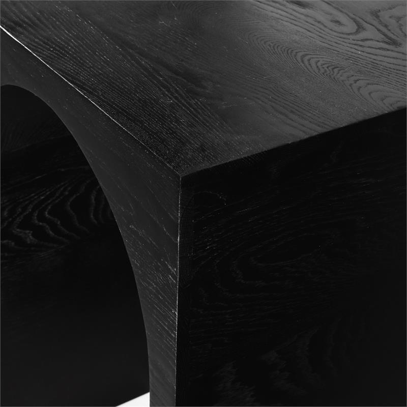 Maklaine Mid-Century Modern Solid Black Oak Finish Console Table