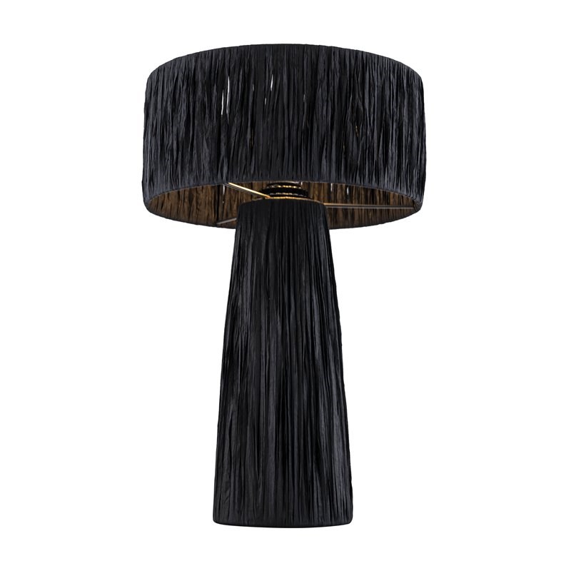 Maklaine Modern / Contemporary Raffia Fabric Black Table Lamp