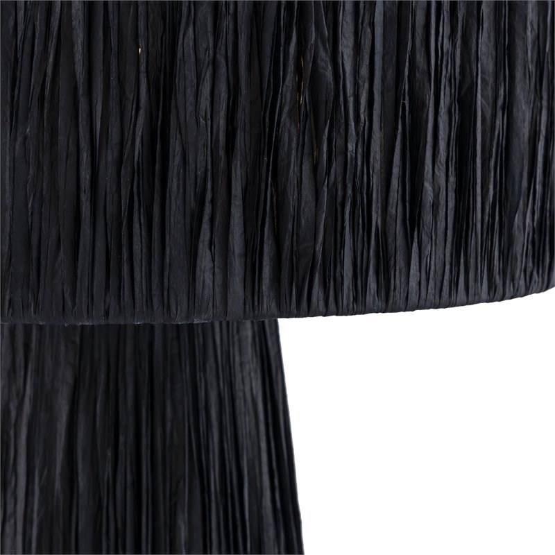 Maklaine Modern / Contemporary Raffia Fabric Black Table Lamp