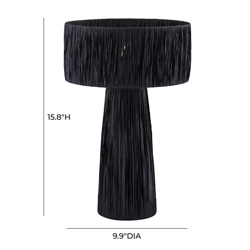 Maklaine Modern / Contemporary Raffia Fabric Black Table Lamp