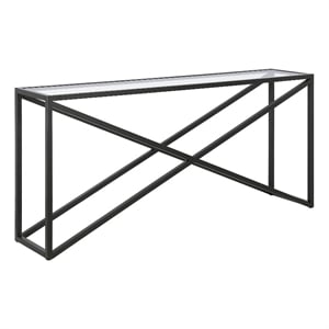 Maklaine Modern / Contemporary Metal 64&quot Black Console Table