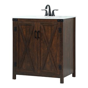 Maklaine 30&quot Aluminum MDF Single Bathroom Vanity in Expresso