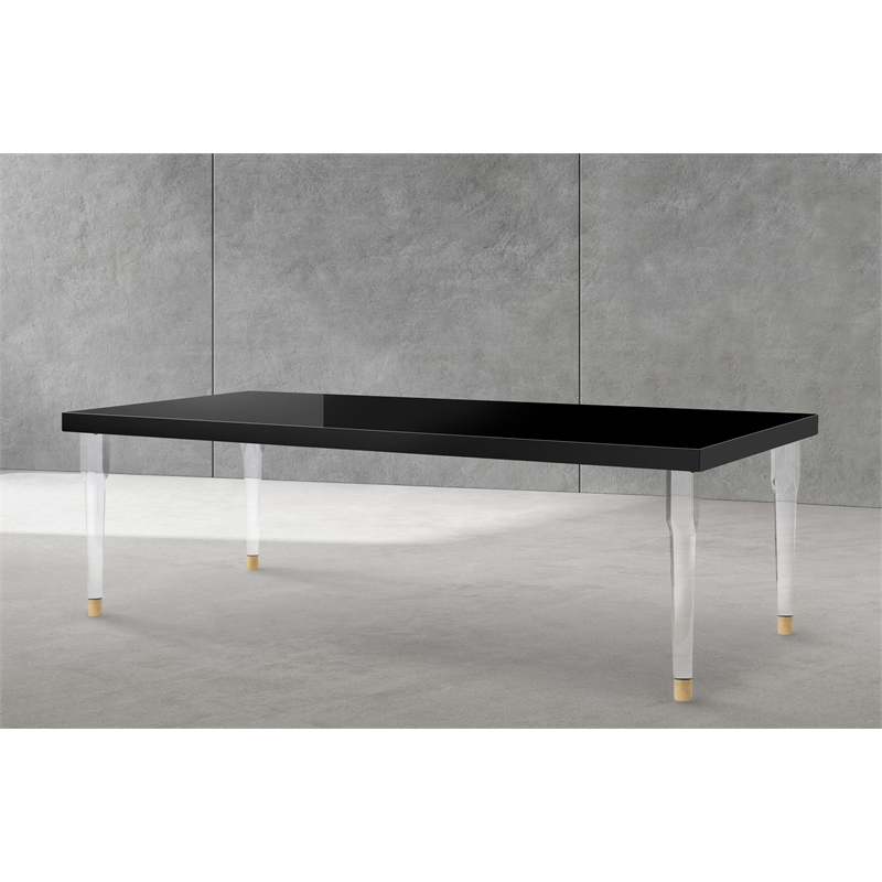 Maklaine Engineered Wood Modern / Contemporary Black Dining Table