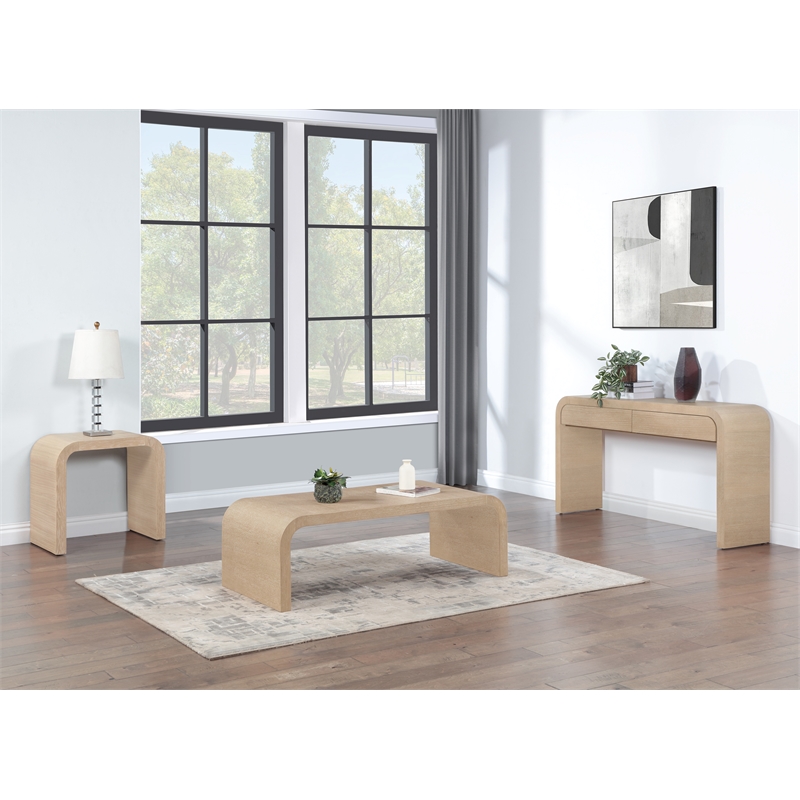 Maklaine Mid-Century Natural White Oak Finish Modern End Table