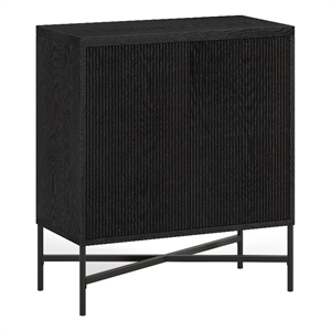 Maklaine Contemporary 28&quot Black Grain MDF/PVC Accent Cabinet