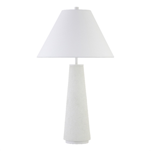 Maklaine Transitional 16&quot Matte White Ceramic/Fabric Table Lamp