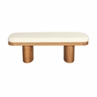 Maklaine White Performance Textured Boucle Upholstered Wooden Bench