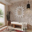 Maklaine White Performance Textured Boucle Upholstered Wooden Bench