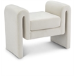Maklaine Modern / Contemporary Soft Cream Finish Velvet Bench
